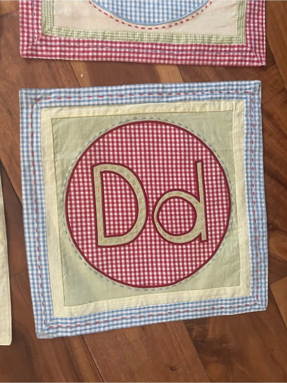 Pottery barn kids ABCs cloth quilted squares placemats hanging decor nursery